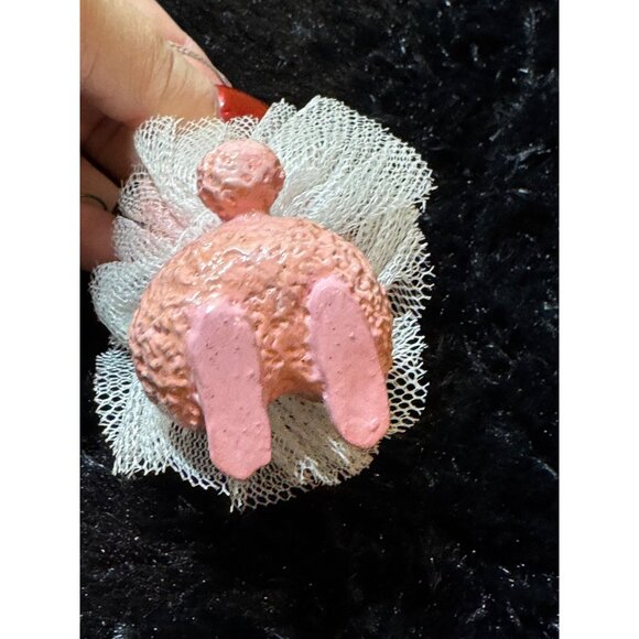 Vintage Katherines Collection Pink Poodle Ornament With Tulle Skirt & Glitter - Picture 5 of 7